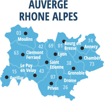 Karte Auvergne-Rhône-Alpes